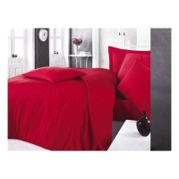 Clasy Çizgili Saten Nevresim Takımı Çift Kişilik Kırmızı