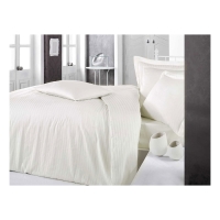 Clasy Çizgili Saten Nevresim Takımı Çift Kişilik Ekru