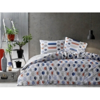 Taç Çift Kişilik Ranforce Nevresim Takımı Sanna Mavi