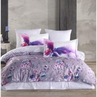 Hobby Premium Deluxe 300TC Çift Kişilik Saten Nevresim Takımı Chichek Gri