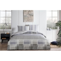 Taç Çift Kişilik Ranforce Nevresim Takımı Domino Mavi