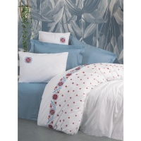 Cotton Box Brode Ranforce Çift Kişilik Nevresim Takımı Mabel Mavi