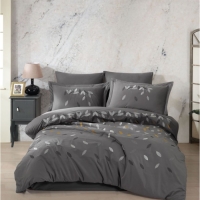 Hobby Çift Kişilik Poplin Premium Nakışlı Nevresim Lidia Gri