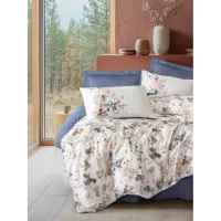 Cotton Box Nebulae İndigo Saten Nevresim Takımı Çift Kişilik