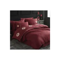 Hobby Elegant Nakışlı Pamuk Saten Çift Kişilik Nevresim Takımı Olimpos Bordo