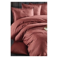 Clasy Çift Kişilik Jakarlı Saten Nevresim Takımı Arata V2 Kiremit