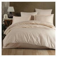 Clasy Exclusive Jakarlı Çift Kişilik Pamuk Saten Nevresim Takımı Mandarin V1 Bej