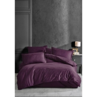 Clasy Çizgili Tek Kişilik Saten Nevresim Takımı Mor