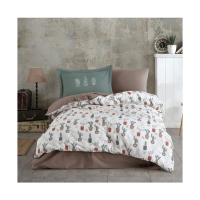 Hobby Tek Kişilik Poplin Nevresim Takımı Paradise Kahve