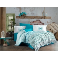 Hobby Kingsize Poplin Nevresim Eldora Turkuaz