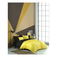 Hobby Kingsize Poplin Nevresim Diamond Sarı Siyah