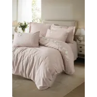 Cotton Box 3D Nakışlı Çift Kişilik Saten Nevresim Takımı Zena Lila