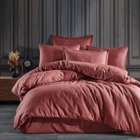 Clasy Çift Kişilik Jakarlı Saten Nevresim Takımı Arata V2 Kiremit