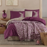 Clasy Çift Kişilik Battaniyeli Nevresim Takımı Liora V1 Lila