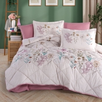 Clasy Çift Kişilik Ranforce Yorgan Seti Bahari V1 Pembe