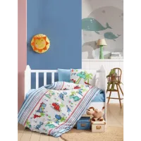 Cotton Box Flanel Bebek Nevresim Takımı Dino Mavi