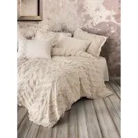 Cotton Box Ranforce Çift Kişilik Yatak Örtülü Nevresim Takımı Limi Crimp Bej
