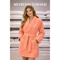 Nevresim Dünyası Pamuklu Tek Bornoz Somon M Beden
