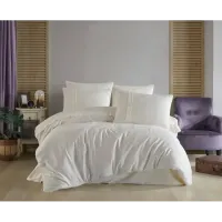 Hobby Premium Deluxe 300TC Çift Kişilik Saten Nevresim Takımı Plain Krem