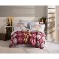 Hobby Çift Kişilik Saten Nevresim Ruth Bordo