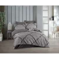 Hobby Çift Kişilik Saten Nevresim Ruth Antrasit