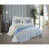 Hobby Çift Kişilik Saten Nevresim Aden Mavi