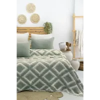 Şaheser Home Collection  Müslin Yatak Örtüsü Seti Çift Kişilik Sonia Yeşil