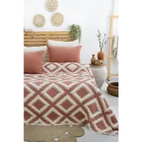 Şaheser Home Collection  Müslin Yatak Örtüsü Seti Çift Kişilik Sonia Kiremit