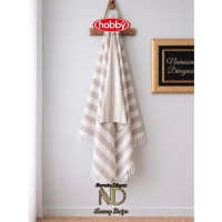 Hobby Stripe Kahve Plaj Havlusu 70x140