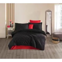 Hobby Çift Kişilik Poplin Premium Nakışlı Nevresim Lubow Siyah