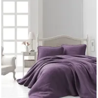 Şaheser Home Collection Jakarlı Yatak Örtüsü Seti Liv Mürdüm