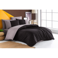 Hobby Kingsize Poplin Nevresim Diamond Siyah Antrasit