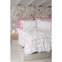 Cotton Box Modeline Ranforce Tek Kişilik Nevresim Takımı Trellis Pembe
